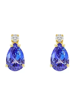 Wholesale 🥰 14K Gold 6x4 Pear Shape Tanzanite Diamond Accent Earrings by Belk & Co. 🔥 -DealsBelk & Co. Store Belk 10490