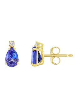 Wholesale 🥰 14K Gold 6x4 Pear Shape Tanzanite Diamond Accent Earrings by Belk & Co. 🔥 -DealsBelk & Co. Store Belk 10492