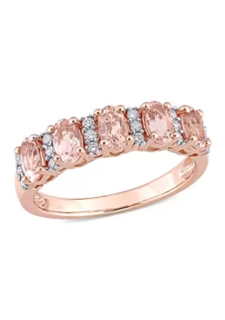 Budget 😀 1 ct. t.w. Morganite and 1/6 ct. t.w. Diamond Semi Eternity Ring in 14K Rose Gold by Belk & Co. 💯