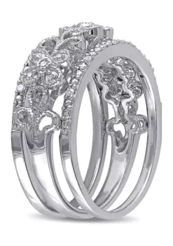 Coupon ⌛ 1/10 ct. t.w. Diamond Filigree Vintage 3-Piece Ring Set In Sterling Silver by Belk & Co. ⌛ -DealsBelk & Co. Store Belk 10500