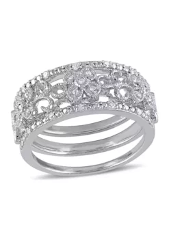 Coupon ⌛ 1/10 ct. t.w. Diamond Filigree Vintage 3-Piece Ring Set In Sterling Silver by Belk & Co. ⌛ -DealsBelk & Co. Store Belk 10504