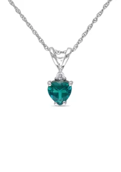 Wholesale 🔔 2/5 ct. t.w. Lab Created Emerald and Diamond Accent Heart Solitaire Pendant and Chain in 10k White Gold by Belk & Co. ⌛ -DealsBelk & Co. Store Belk 10506