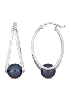 Coupon ❤️ 8 - 8.5 mm Freshwater Cultured Black Pearl Earrings in Sterling Silver by Belk & Co. 🤩