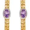 Discount 😍 Amethyst and White Topaz Hoop Earrings in Gold Plated Sterling Silver by Belk & Co. 🧨