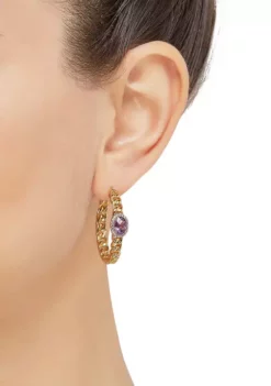 Discount 😍 Amethyst and White Topaz Hoop Earrings in Gold Plated Sterling Silver by Belk & Co. 🧨 -DealsBelk & Co. Store Belk 10521