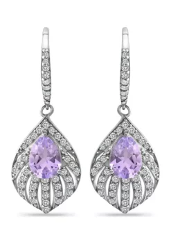 Wholesale 💯 2.45 ct. t.w. Amethyst and White Topaz Feather Earring in Sterling Silver by Belk & Co. 🎁 -DealsBelk & Co. Store Belk 10532
