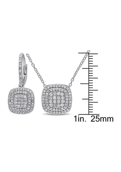Buy 🧨 2-Piece Set 1 ct. t.w. Diamond Layered Halo Earrings and Necklace In Sterling Silver by Belk & Co. 🧨 2 Buy 🧨 2-Piece Set 1 ct. t.w. Diamond Layered Halo Earrings and Necklace In Sterling Silver by Belk & Co. 🧨 - Image 2