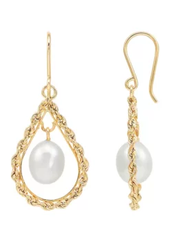 Buy 😍 White Pearl Earrings in 10K Yellow Gold by Belk & Co. 🎁