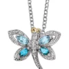 Coupon 🔔 1/2 ct. t.w. Light Blue Topaz, London Blue Topaz and 1/10 ct. t.w. Diamond Dragonfly 17-Inch Necklace in Sterling Silver and 14K Gold Accent by Belk & Co. 🧨