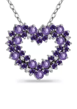 Best deal 😍 Lab Created 1.8 ct. Amethyst and White Topaz Heart Necklace on 18 inch chain, Sterling Silver by Belk & Co. 😀