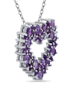 Best deal 😍 Lab Created 1.8 ct. Amethyst and White Topaz Heart Necklace on 18 inch chain, Sterling Silver by Belk & Co. 😀 -DealsBelk & Co. Store Belk 10556