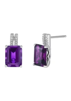 Deals 😍 1/10 ct. t.w. Diamond and 4.22 ct. t.w. Amethyst Earrings in Sterling Silver by Belk & Co. ⭐ -DealsBelk & Co. Store Belk 10560