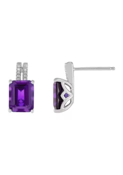 Deals 😍 1/10 ct. t.w. Diamond and 4.22 ct. t.w. Amethyst Earrings in Sterling Silver by Belk & Co. ⭐ -DealsBelk & Co. Store Belk 10561