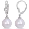 Best reviews of 😀 11-12 MM Cultured Freshwater Pearl and Diamond Twist Drop Earrings in Sterling Silver by Belk & Co. 🥰