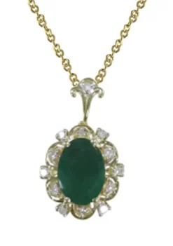 Coupon ๐ฅ 1/10 ct. t.w. Diamond and Emerald Pendant Necklace with 18" Singapore Chain in 10K Yellow Gold by Belk & Co. โจ