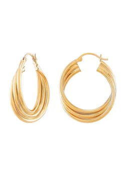 Discount 🔥 14K Yellow Gold Triple Row Tube Hoop by Belk & Co. 💯 -DealsBelk & Co. Store Belk 10594