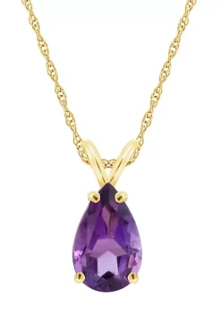 Best reviews of 😉 14K Yellow Gold 12x8mm Pear Shaped Amethyst Pendant Necklace by Belk & Co. 🧨
