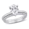 Best reviews of 💯 Lab Created 3 CT TGW Created White Sapphire Pear-Cut Bridal Ring Set in 10k White Gold by Belk & Co. ✨