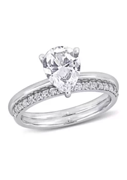 Best reviews of 💯 Lab Created 3 CT TGW Created White Sapphire Pear-Cut Bridal Ring Set in 10k White Gold by Belk & Co. ✨ -DealsBelk & Co. Store Belk 10634
