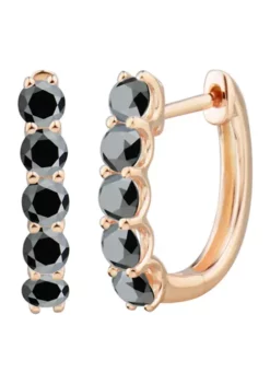 Best Sale โญ 1 ct. t.w. Black Diamond Hoop Earrings in 10K Rose Gold by Belk & Co. ๐