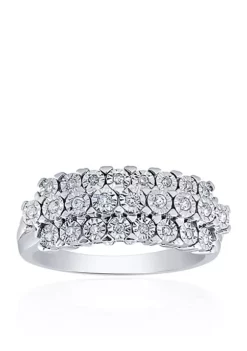 Flash Sale ✨ 1/6 ct. t.w. Diamond 3 Row Ring in Sterling Silver by Belk & Co. 🤩
