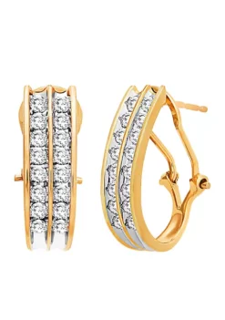 Buy โ 1/2 ct. t.w Diamond Double Hoop Channel Earrings in 10K Yellow Gold by Belk & Co. ๐