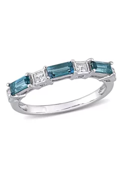 Deals ✨ Baguette London-Blue Topaz White Topaz Semi-Eternity Ring in 10k White Gold by Belk & Co. 😀
