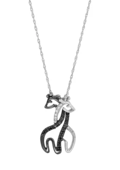 Best reviews of 😉 1/10 ct. t.w. Black and White Diamond Giraffes Pendant with 18 Inch Rope Chain in 10K White Gold by Belk & Co. 🛒