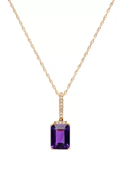 Cheap ✔️ 1.4 ct. t.w. Amethyst and 1/10 ct. t.w. Diamond Pendant Necklace in 10K Yellow Gold by Belk & Co. 😉