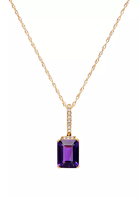 Cheap โ๏ธ 1.4 ct. t.w. Amethyst and 1/10 ct. t.w. Diamond Pendant Necklace in 10K Yellow Gold by Belk & Co. ๐ 1 Cheap โ๏ธ 1.4 ct. t.w. Amethyst and 1/10 ct. t.w. Diamond Pendant Necklace in 10K Yellow Gold by Belk & Co. ๐