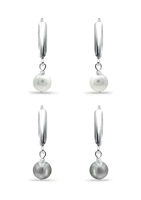 Top 10 💯 8 Millimeter White and Gray Freshwater Pearl Drop Earrings Set in Sterling Silver by Belk & Co. ⌛ 1 Top 10 💯 8 Millimeter White and Gray Freshwater Pearl Drop Earrings Set in Sterling Silver by Belk & Co. ⌛