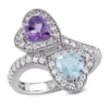 Brand new 🌟 Amethyst, Sky Blue Topaz and Created White Sapphire Heart Twist Ring in Sterling Silver by Belk & Co. ⌛