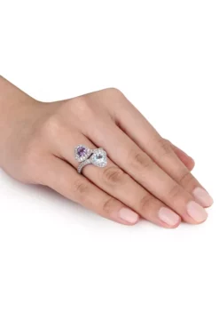 Brand new 🌟 Amethyst, Sky Blue Topaz and Created White Sapphire Heart Twist Ring in Sterling Silver by Belk & Co. ⌛ -DealsBelk & Co. Store Belk 10706