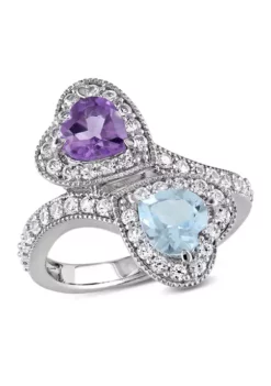 Brand new 🌟 Amethyst, Sky Blue Topaz and Created White Sapphire Heart Twist Ring in Sterling Silver by Belk & Co. ⌛ -DealsBelk & Co. Store Belk 10707