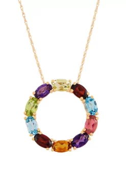 Top 10 ๐ Multi Stone Pendant Necklace in 10K Yellow Gold by Belk & Co. ๐