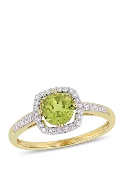 Budget ❤️ 7/8 ct. t.w. Peridot and 1/7 ct. t.w. Diamond Floating Halo Ring in 10k Yellow Gold by Belk & Co. ✨ -DealsBelk & Co. Store Belk 10729