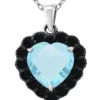 Outlet 👏 4.5 ct. t.w. Blue Topaz and 1 ct. t.w. Black Spinel Heart Pendant Necklace in Sterling Silver by Belk & Co. 🌟
