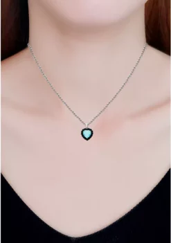 Outlet 👏 4.5 ct. t.w. Blue Topaz and 1 ct. t.w. Black Spinel Heart Pendant Necklace in Sterling Silver by Belk & Co. 🌟 -DealsBelk & Co. Store Belk 10736
