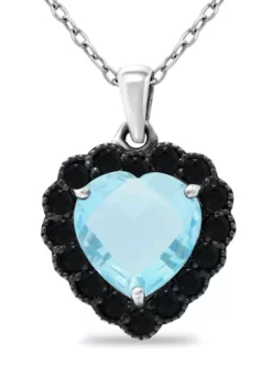 Outlet 👏 4.5 ct. t.w. Blue Topaz and 1 ct. t.w. Black Spinel Heart Pendant Necklace in Sterling Silver by Belk & Co. 🌟 -DealsBelk & Co. Store Belk 10737