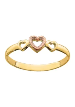 Buy ๐ 14K Rose and Yellow Gold Hearts Ring by Belk & Co. ๐