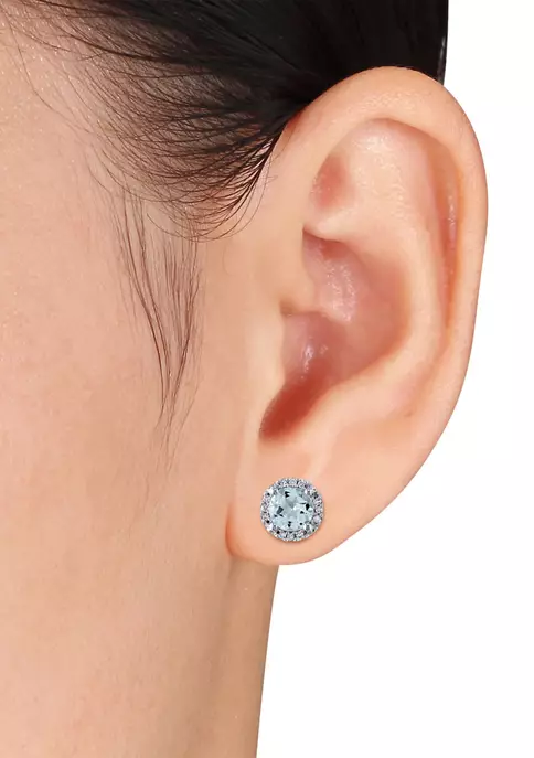 Wholesale ๐งจ 4/5 ct. t.w. Aquamarine and 1/10 ct. t.w. Diamond Accent Halo Stud Earrings in 10K White Gold by Belk & Co. ๐ 3 Wholesale ๐งจ 4/5 ct. t.w. Aquamarine and 1/10 ct. t.w. Diamond Accent Halo Stud Earrings in 10K White Gold by Belk & Co. ๐ - Image 3