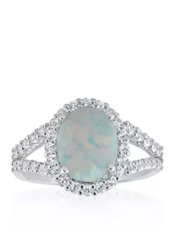 Buy ๐งจ Created Opal and White Sapphire Ring in Sterling Silver by Belk & Co. ๐ฅฐ