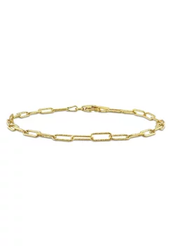 Outlet 🛒 3MM Fancy Paperclip Chain Bracelet in 18k Yellow Gold Plated Sterling Silver, 9" by Belk & Co. 🎉 -DealsBelk & Co. Store Belk 10791