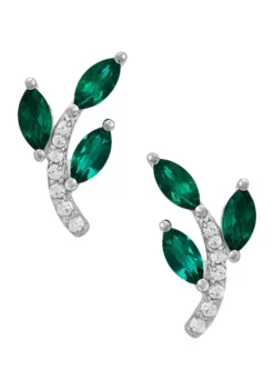 Best deal ❤️ 7/8 ct. t.w. Created Emerald and Created White Sapphire Earrings in Sterling Silver by Belk & Co. 🛒