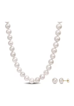 Best reviews of 🧨 9-10mm Cultured Freshwater Pearl 2-PC Strand Necklace and Stud Earrings Set in 14k Yellow Gold by Belk & Co. 🧨