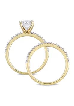 Top 10 🔥 Lab Created 2 ct. t.w. Oval Moissanite and 1/4 ct. t.w. Diamond Bridal Ring Set in 14k Yellow Gold by Belk & Co. 🔥 -DealsBelk & Co. Store Belk 1082