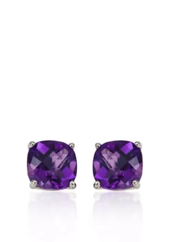 New โ 14k White Gold 8mm Amethyst Stud Earrings by Belk & Co. ๐