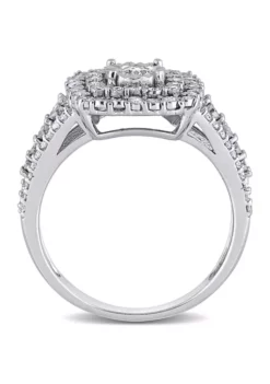 Wholesale 🔔 1/2 CT TW Diamond Square Halo Ring in 10k White Gold by Belk & Co. 😉 -DealsBelk & Co. Store Belk 10829