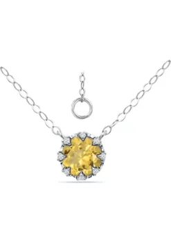 Buy 🥰 1ct. 7MM Round Citrine and White Topaz Crown Necklace on 16 inch Chain with Extender, Sterling Silver by Belk & Co. 😍 -DealsBelk & Co. Store Belk 10846