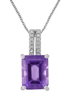 Best reviews of ❤️ Diamond Accent and Amethyst Pendant Cable Chain Necklace in Sterling Silver by Belk & Co. 🤩